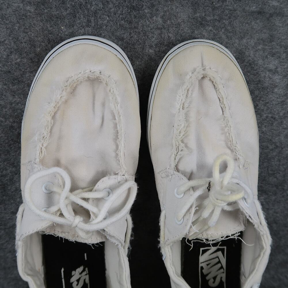 Vans Shoes Womens 7 Boat Shoe Sneakers Canvas White Casual Two Eye Trainer White - Picture 7 of 12